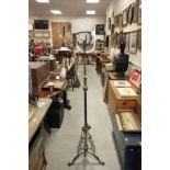 Early 20th century Elecroplated Telescopic Stand Lamp with Glass Shade