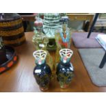 Four Retro Glass Spanish Brandy Decanters in the form of Flamenco Dancers and Bull Fighter