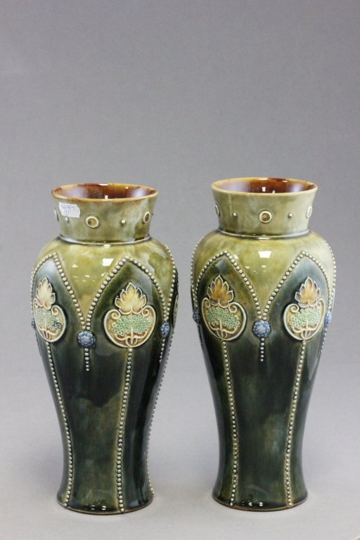 A pair of Royal Doulton stoneware vases