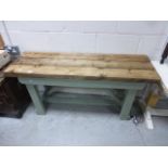 Pine Bench with Painted Base