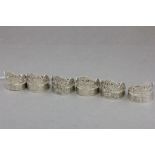 Set of Six Silver Plated Crown Shaped Napkin Rings