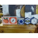 Three Retro Plastic Brewery Advertising Clocks - Harp and Guinness