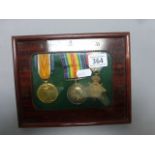 Framed group of three WWI Wiltshire Regiment medals