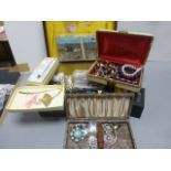 Victorian Box with Mixed Costume Jewellery and Two Further Boxes of Costume Jewellery