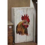 Painted Box / Shelved Cupboard with hand painted Cockerel design to door