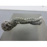 An unusual silver and marcasite snake necklace on silver chain