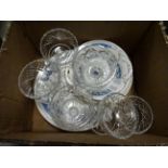 Six Cut Glass Sundae Bowls and Various Coalport Revelry Dinner and Side Plates