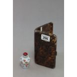 Chinese Glass Inside Painted and Enamelled Snuff Bottle plus a Tortoiseshell Effect Cigarette Case