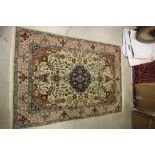 Small Green and Cream Ground Floral Patterned Rug