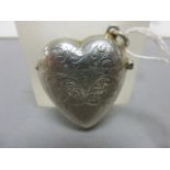 Silver Heart Shaped Vesta Case with engraved scroll decoration