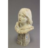 Continental marble bust of a child singing on granite base