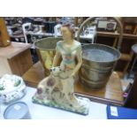 Art Deco Chalk Figure of Lady with Dog