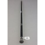 Early 20th century Swagger Stick with Ebonised Shaft and Silver Emboseed Knop and Band