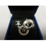 Pair of silver & CZ Chanel style earrings