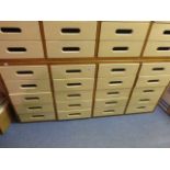 A vintage part painted bank of twenty drawers