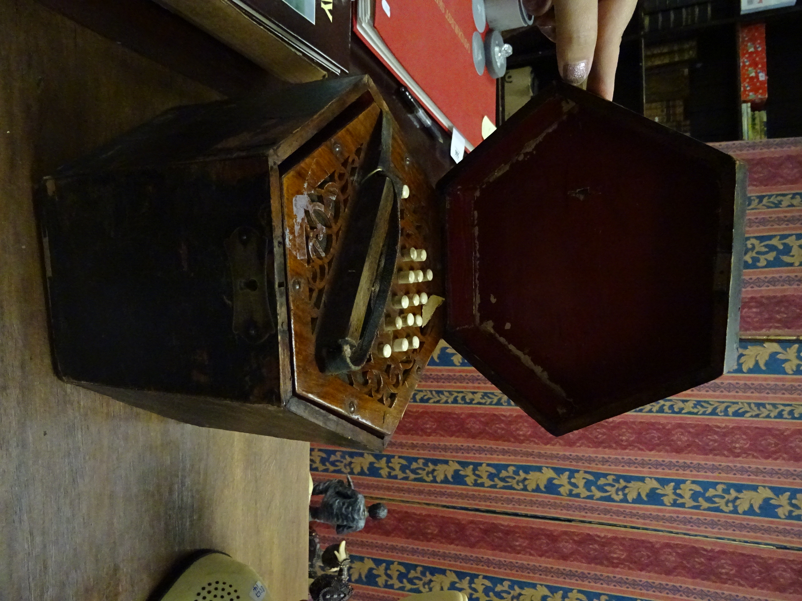 Early 20th century Wooden Cased German ' Semper Sursum ' Concertina - Image 2 of 2