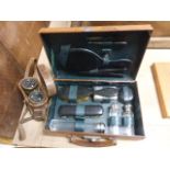 Early 20th century Leather Dressing Case fitted with Jars, Brushes, Mirror and Accessories plus a