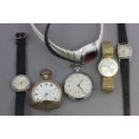 Two pocket watches & four watches including Auia