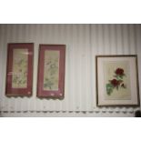 Oriental school; a set of three watercolours with exotic flowers and butterflies, all signed