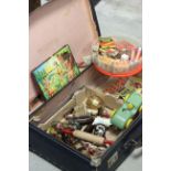 A collection of miscellaneous items in a case