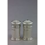 Silver Condiment Salt & Pepper with Blue Glass Liners, Birmingham 1933, Ernest W Haywood