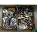 Two boxes of silver plated items