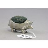 Vintage White Metal Pig Pin Cushion