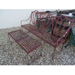 Wrought iron bench & accompanying table