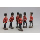 Six Vintage Elastolin Grenadier Guards Marching Soldiers