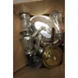 A collection of silver plated item and other metal ware