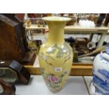 Large Oriental vase decorated with famille rose and storks signed with six character marks to base