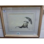 Framed and Glazed Limited Edition Signed Print of a Rat Drinking Champagne signed Julian Williams,