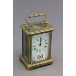 20th C French brass carriage clock