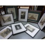 Collection of six framed & glazed signed etchings plus two other Vanity Fair prints