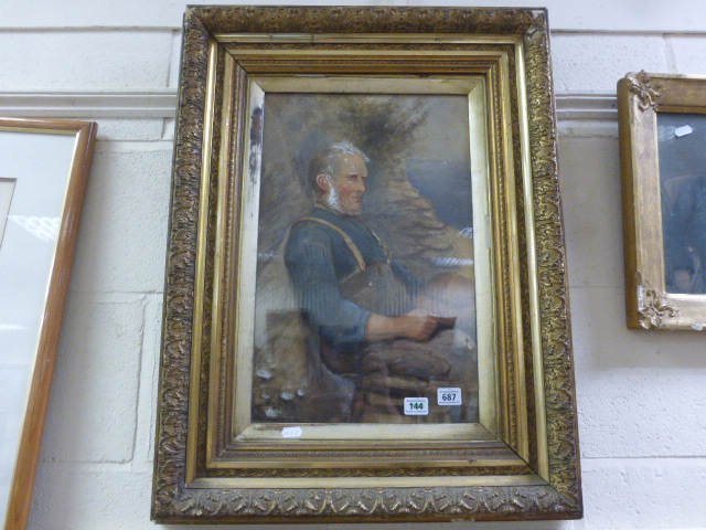 Watercolour of a fisherman by G Phillips