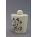 Erotic white bone snuff bottle