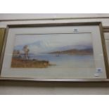 William Henry Earp, Watercolour of Lake Scene with Figures Fishing and Boats on Water