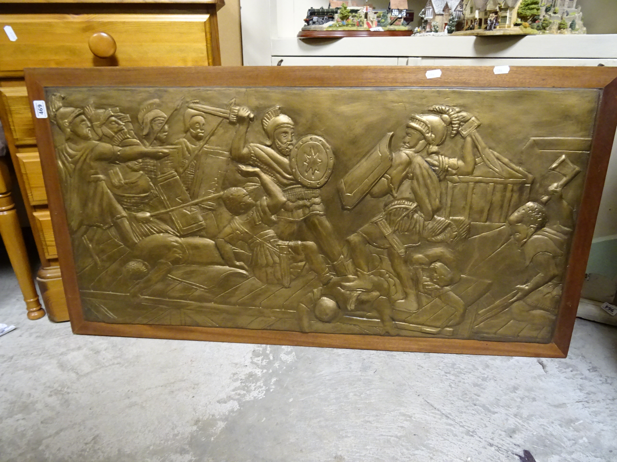 A large decorative plaque of a Roman army