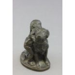 Resin figure of a girl with dog