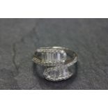 Silver and baguette CZ dress ring