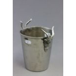 White Metal Ice Bucket, the handles in the form of Stags