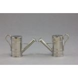 Pair of White Metal Salt & Pepper Pots in the form of Watering Cans