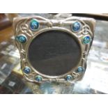 Silver and enamel set easel back picture frame