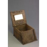 An early 20th century oak shop advertising box for "Tidy- Wear" hair nets