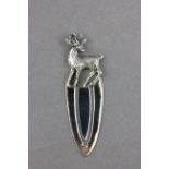 Silver book mark with a deer finial