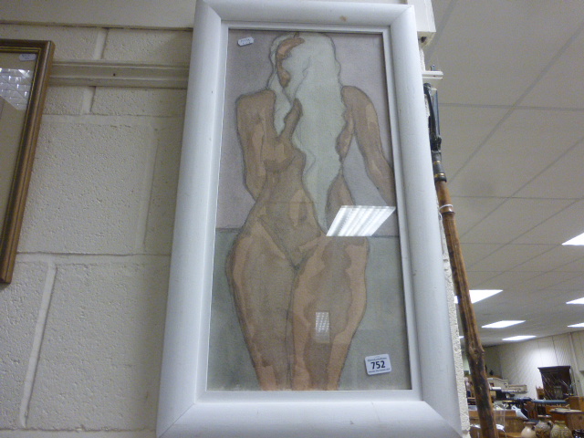 Framed & glazed pencil / watercolour by Jennifer Dagworthy entitled Light Reflected verso label