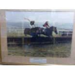 Horse Racing - Two large framed & glazed racing pictures to include Sea Pigeon and Dawn Run