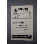 Scarce 1946/47 Bristol City v Hayes football programme for FA Cup match played on 30th November