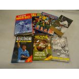 Large collection of mixed football and sports books with annuals and many hardbacks