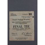 1930 FA Cup Final Arsenal v Huddersfield football match ticket played 26th April 1930 (vg with